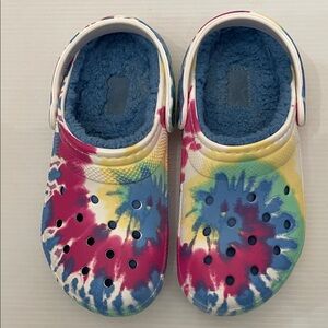 CROCS CLASSIC TIE-DYE LINED MULTICOLOR CLOGS WOMENS SIZE 6